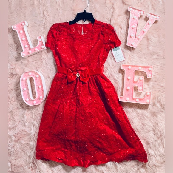 Rare Editions Sparkling Red Formal Kids Dress - Picture 1 of 2